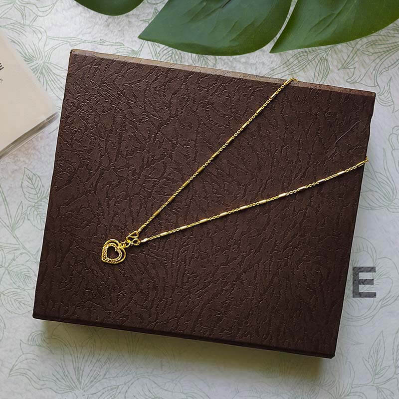 Simple Love Locket Necklace White Multi Stone Designed Pendant Necklace with Latest Lock Style Long belt Chain Necklace for Kids Girl and Women JIMIKKI