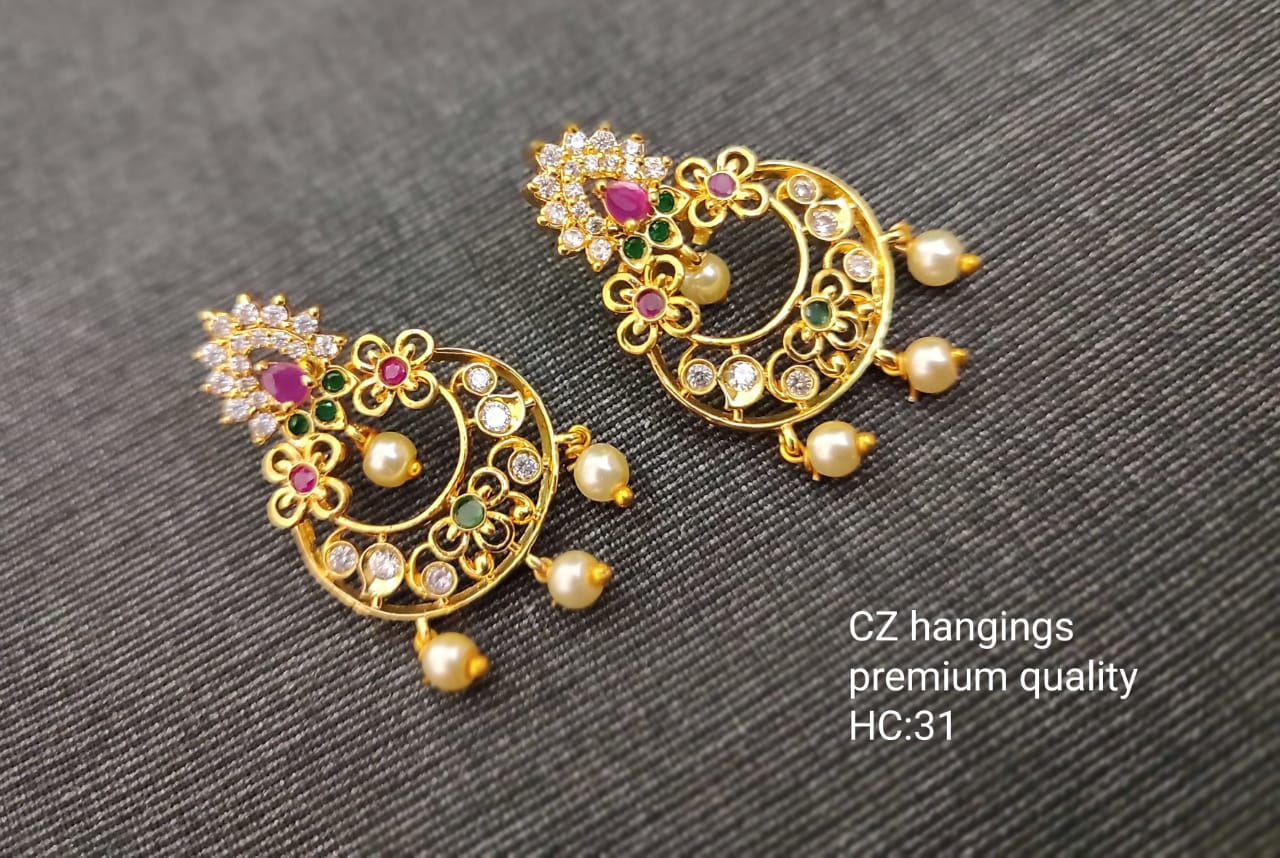 Multicolor Peacock Temple Gold Finish Stone Glass Stone jhumka cz earr –  PencilboxShopUSA