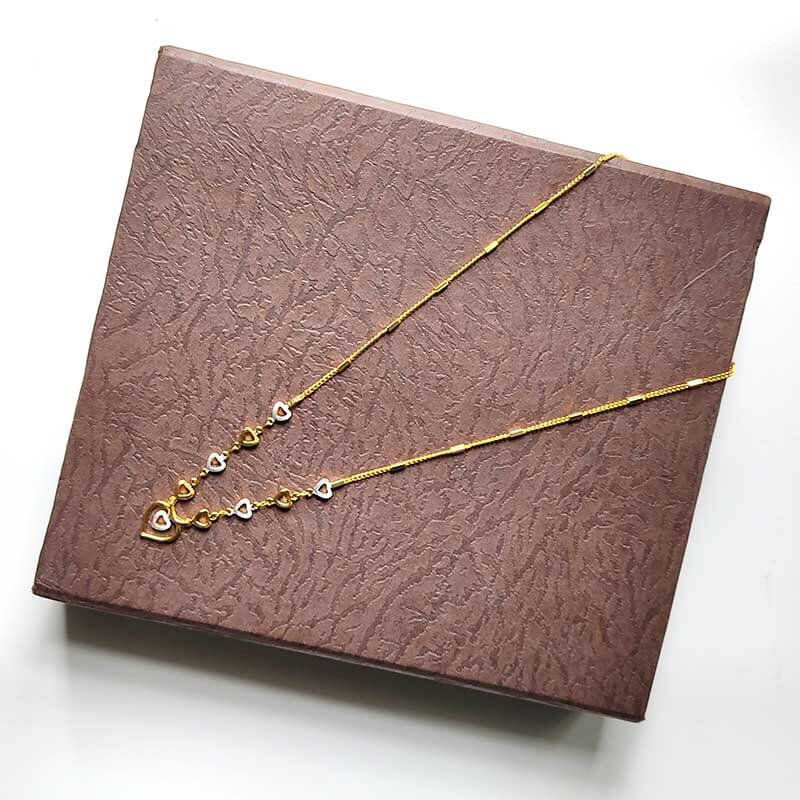 Lite Weight leaf Step Modern Chain Simple Box Leaf Pendant Necklace for Girls and Women JIMIKKI