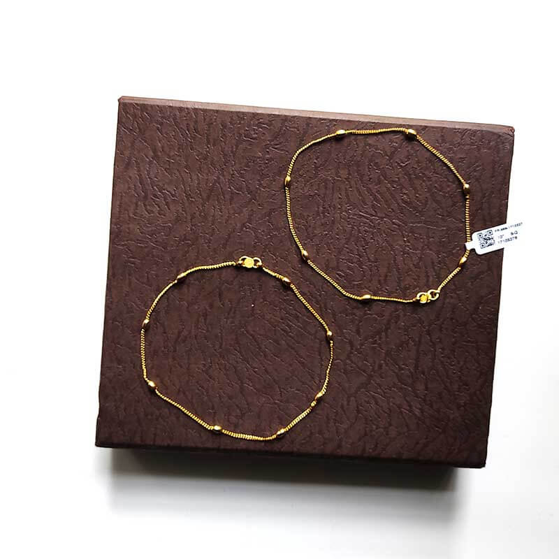 Wheat Oval Beads Payal Narrow Corp Chain Special Anklets for Kids Girls and Women JIMIKKI