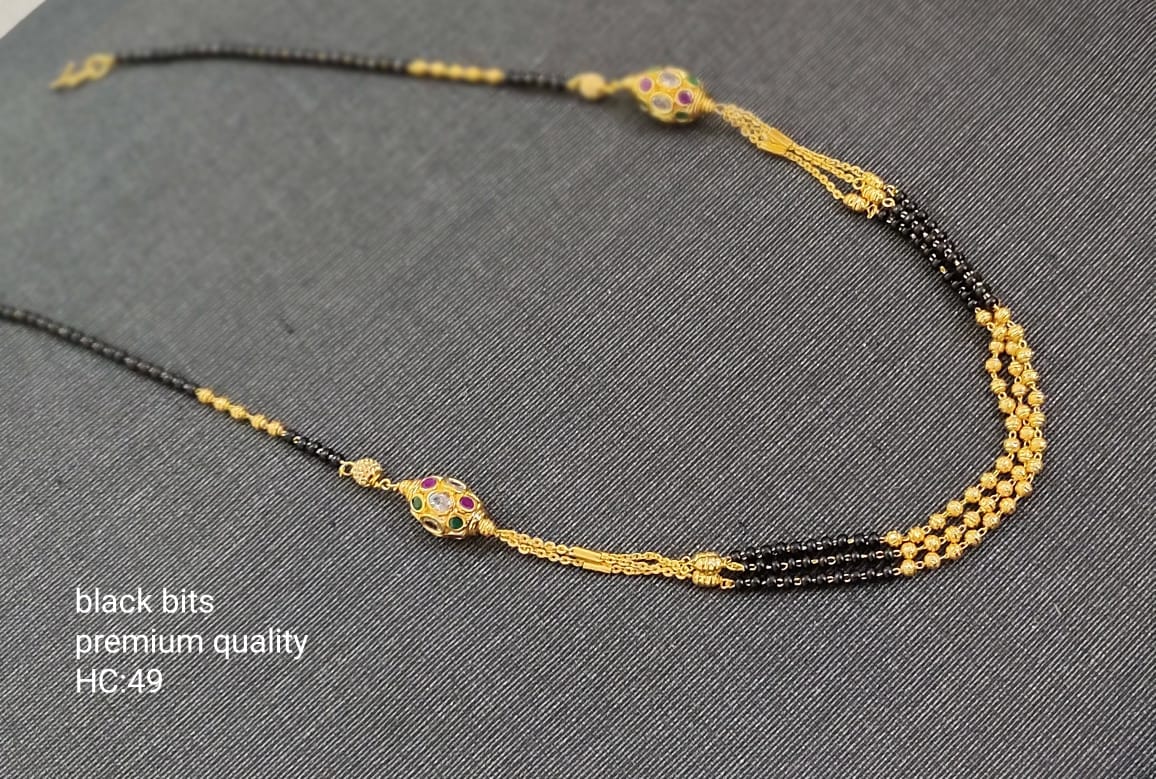 Multi Layer Queen Style Black Bits Designer 18 Inches Said Ball Belted Chain Jewellery Collections JIMIKKI