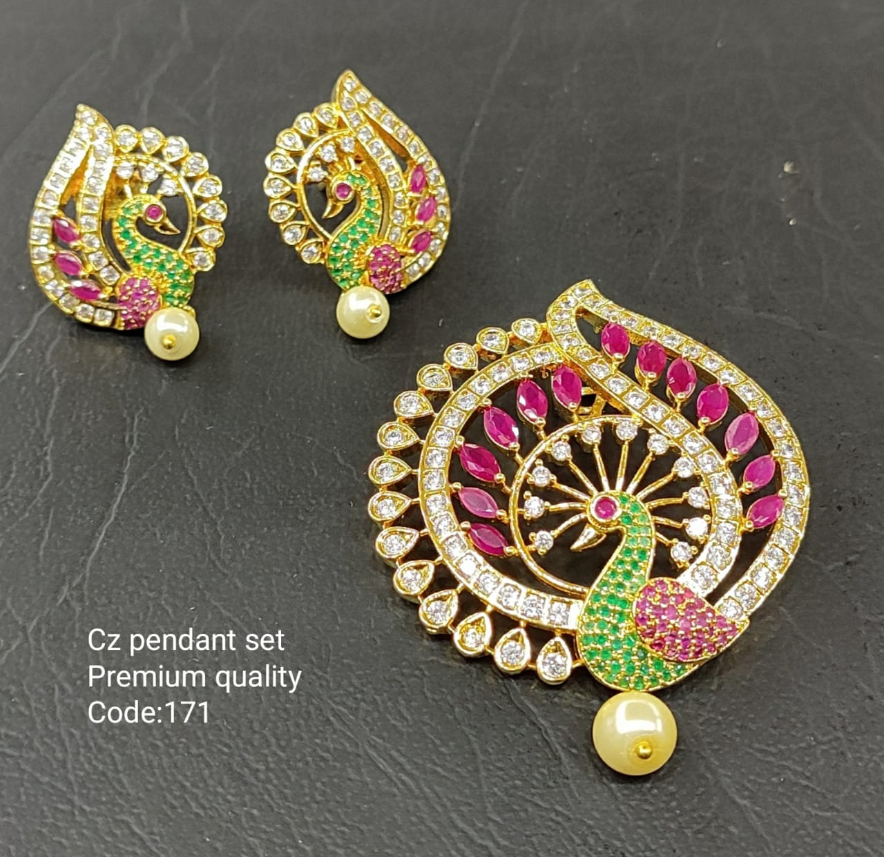 Peacock pendant and earrings deals